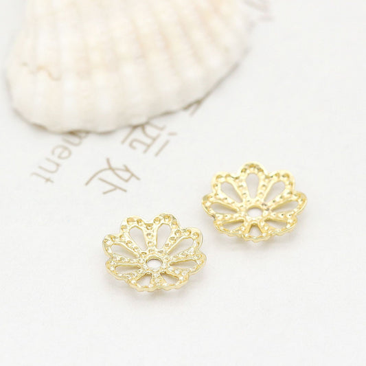 10 capuchons de perles florales, tasse 14K GF, entretoise de perles de charme