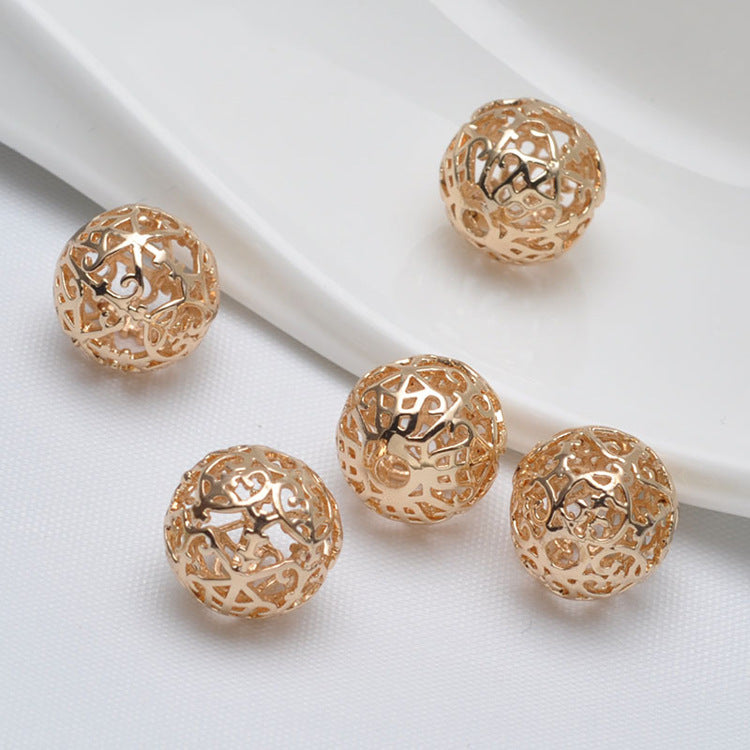 20 perles rondes creuses 14K GF, breloque en cuivre, entretoise de perles