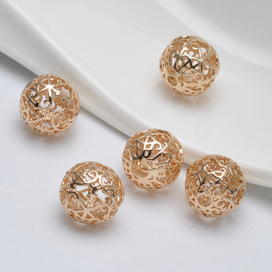 20 perles rondes creuses 14K GF, breloque en cuivre, entretoise de perles