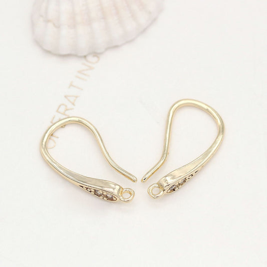 Boucles d'oreilles à 4 crochets avec boucle ornée de strass 14K GF