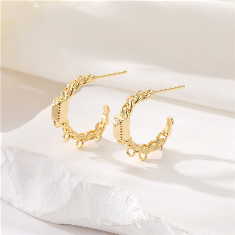 4 boucles d'oreilles créoles épaisses en cercles torsadés 14K GF Earing