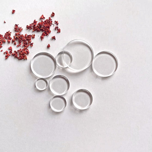 Bulk 50 Round Clear Glass Cabochon Double Flat Faced Transparent Magnify Inserts 8mm 10mm 12mm 14mm 15mm 16mm 18mm 20mm 22mm 25mm 30mm 35mm