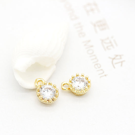 10 pendentifs à breloques ronds ornés de strass 14K GF