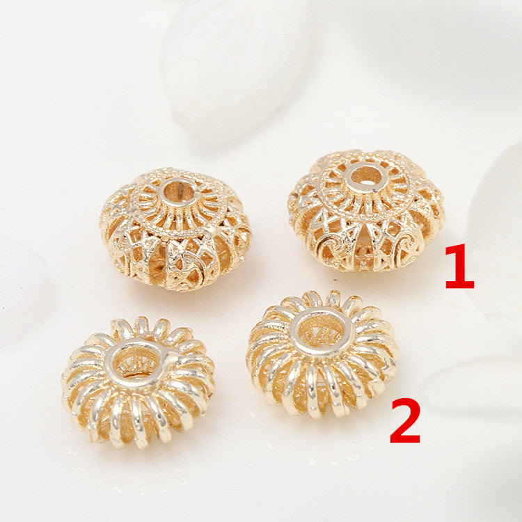 10 minuscules perles rondes creuses, pièce d'espacement de perles en cuivre 14K GF