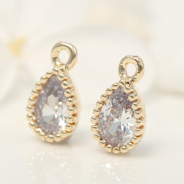 10 pendentif à breloque goutte d'eau strass embelli 14K GF