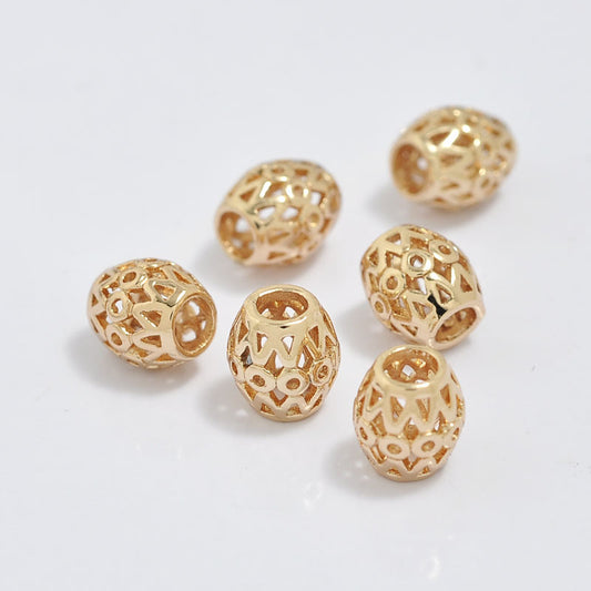 20 perles de tambour creuses 14K GF, breloque en cuivre, entretoise de perles