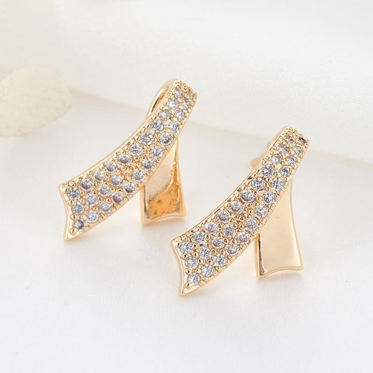 4 Belt Stud Earrings 14K GF Rhinestone Embellished Earing
