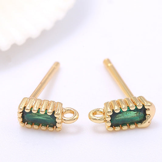 4 boucles d'oreilles rectangulaires avec boucle 14K GF strass embellies