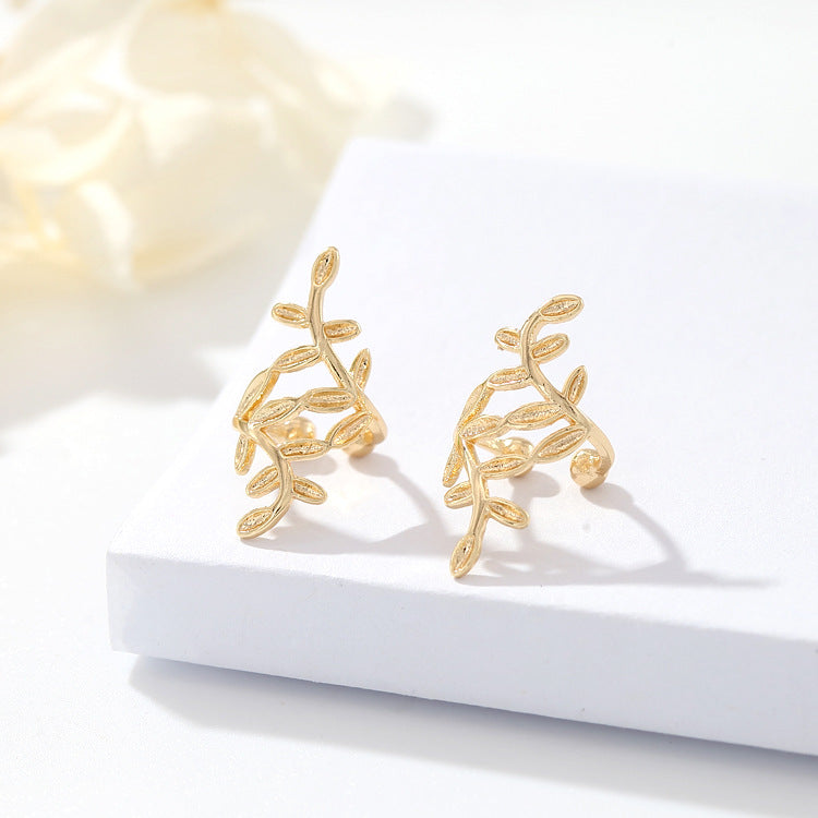 4 boucles d'oreilles à feuilles creuses, manchettes d'oreille, grimpeur sans perçage, boucle d'oreille 14K GF