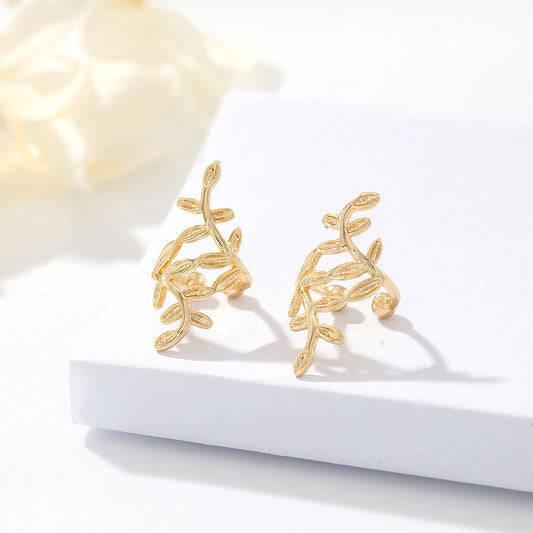 4 boucles d'oreilles à feuilles creuses, manchettes d'oreille, grimpeur sans perçage, boucle d'oreille 14K GF