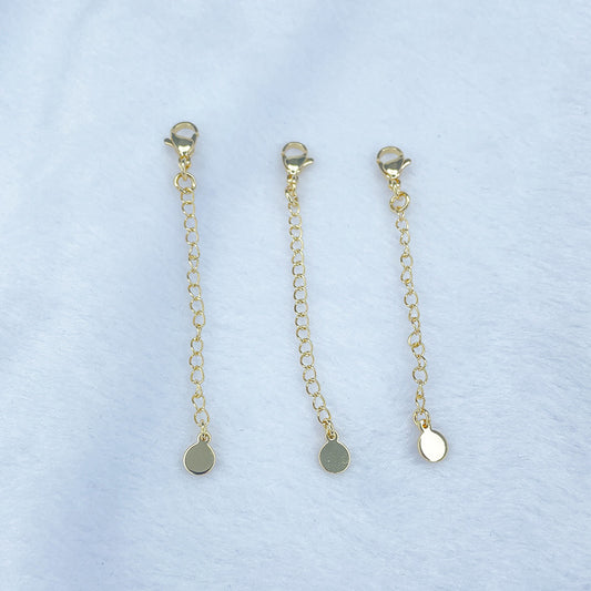 2 chaînes étendues avec fermoir d'extension à étiquette ronde 14K GF