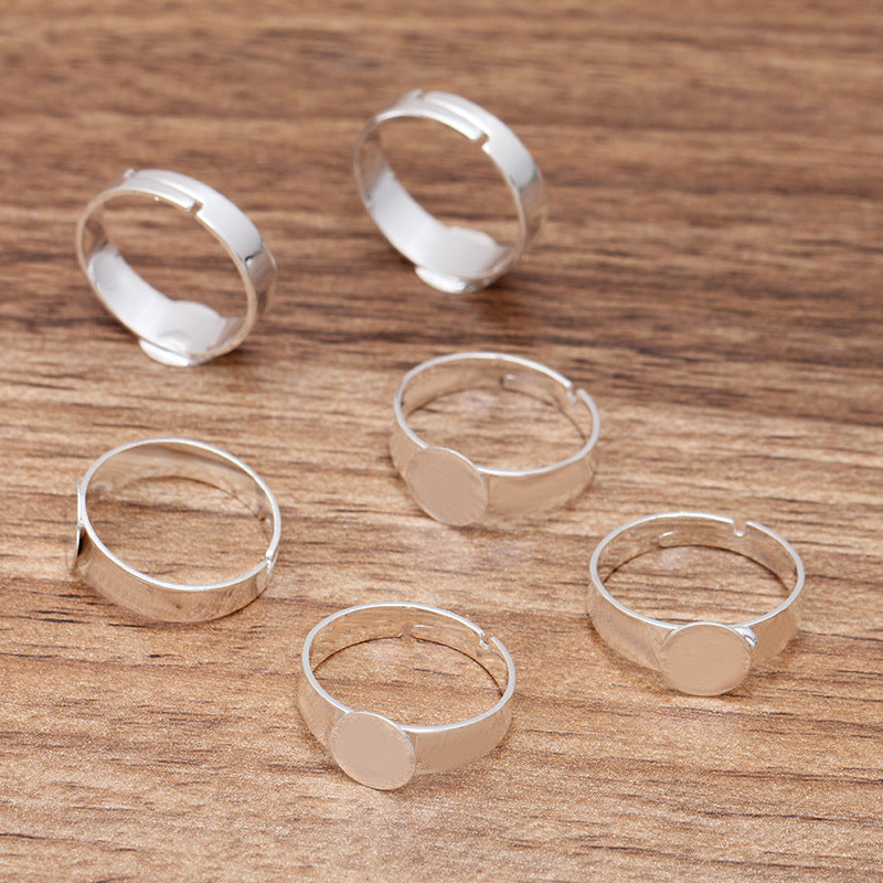 Bracelet circulaire ouvrable à coussin plat, 50 pièces, 18KGP, 10mm, 12mm, cabochon rond, Base vierge, sertissage de pierres précieuses