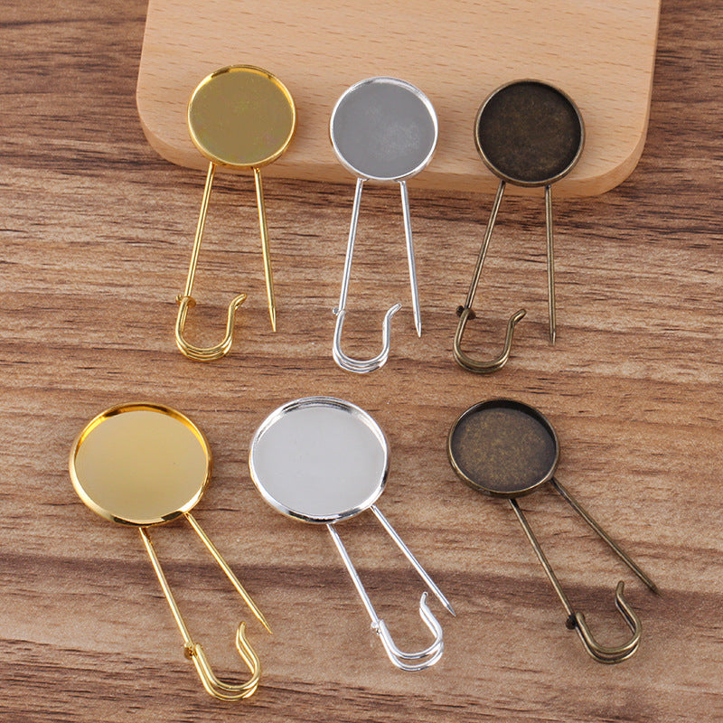 20 broches de sécurité à bord uni, Bronze Antique, cabochon rond de 20mm, 25mm, Base vierge, réglage des pierres précieuses