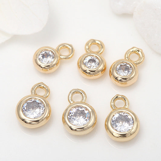 10 pendentifs à breloques ronds ornés de strass 14K GF