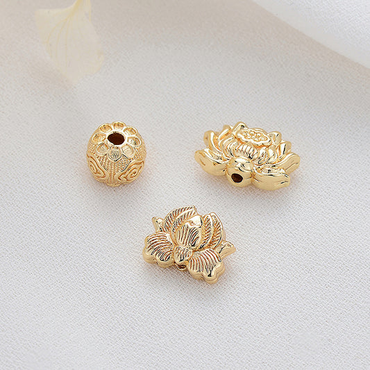 10 kleine Lotusblumenperlen 14K GF Charm Beadwork Spacer