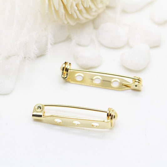 2 broches de sécurité simples 14K GF Surface plate Cabochon vierge