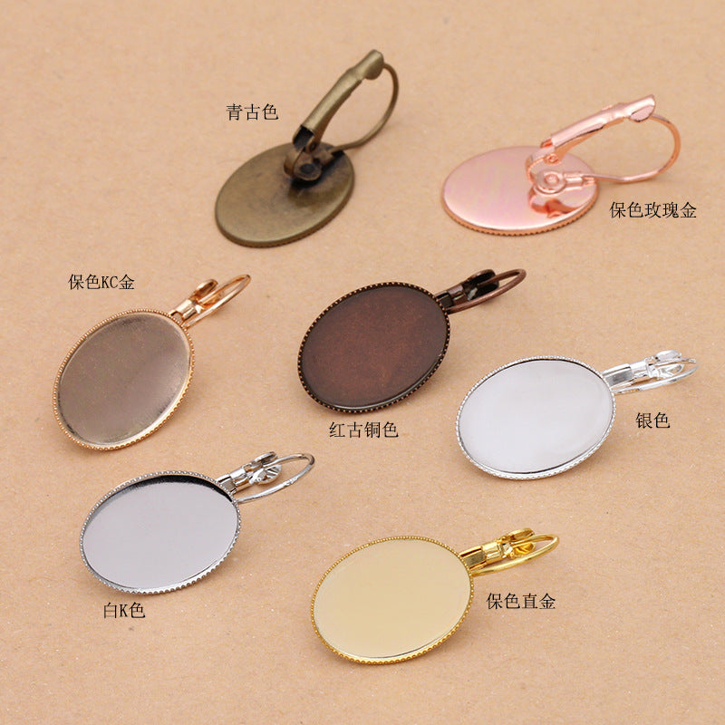 50 Serrated Edge Bezel Cup Hook Earrings 18KGP 10x14mm 13x18mm 18x25mm Oval Cabochon Blank Base Gemstone Piece Setting