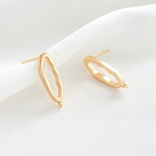 4 boucles d'oreilles à tige en cercle ovale avec boucle d'oreille 14K GF
