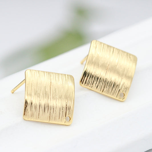 20 boucles d'oreilles carrées givrées incurvées avec trou 14K GF Earing
