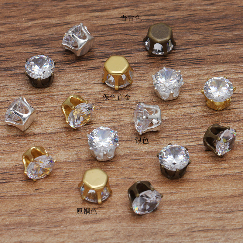 100 Charm-Anhänger mit sechs Krallen und flacher Rückseite, 18 kg, 8 mm Strasssteine, mit Zirkoneinlage