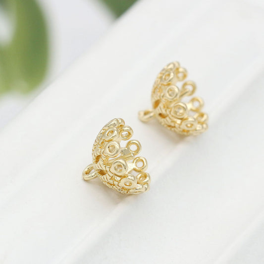 10 pendentif à breloque florale 14K GF perle à moitié percée vierge