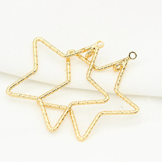 20 pendentif à breloque cercle étoile sculpté à double boucle 14K GF