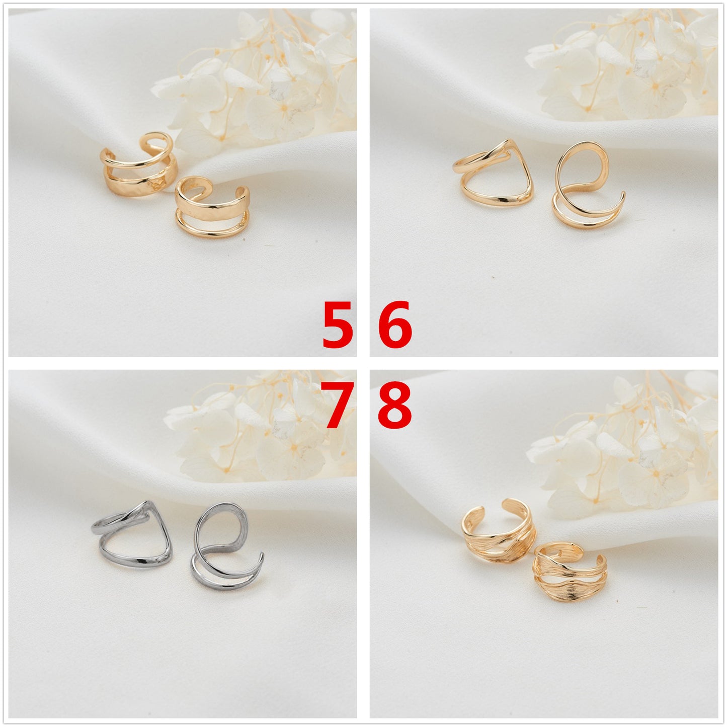 2 bagues épaisses à cercle ouvert 14K GF