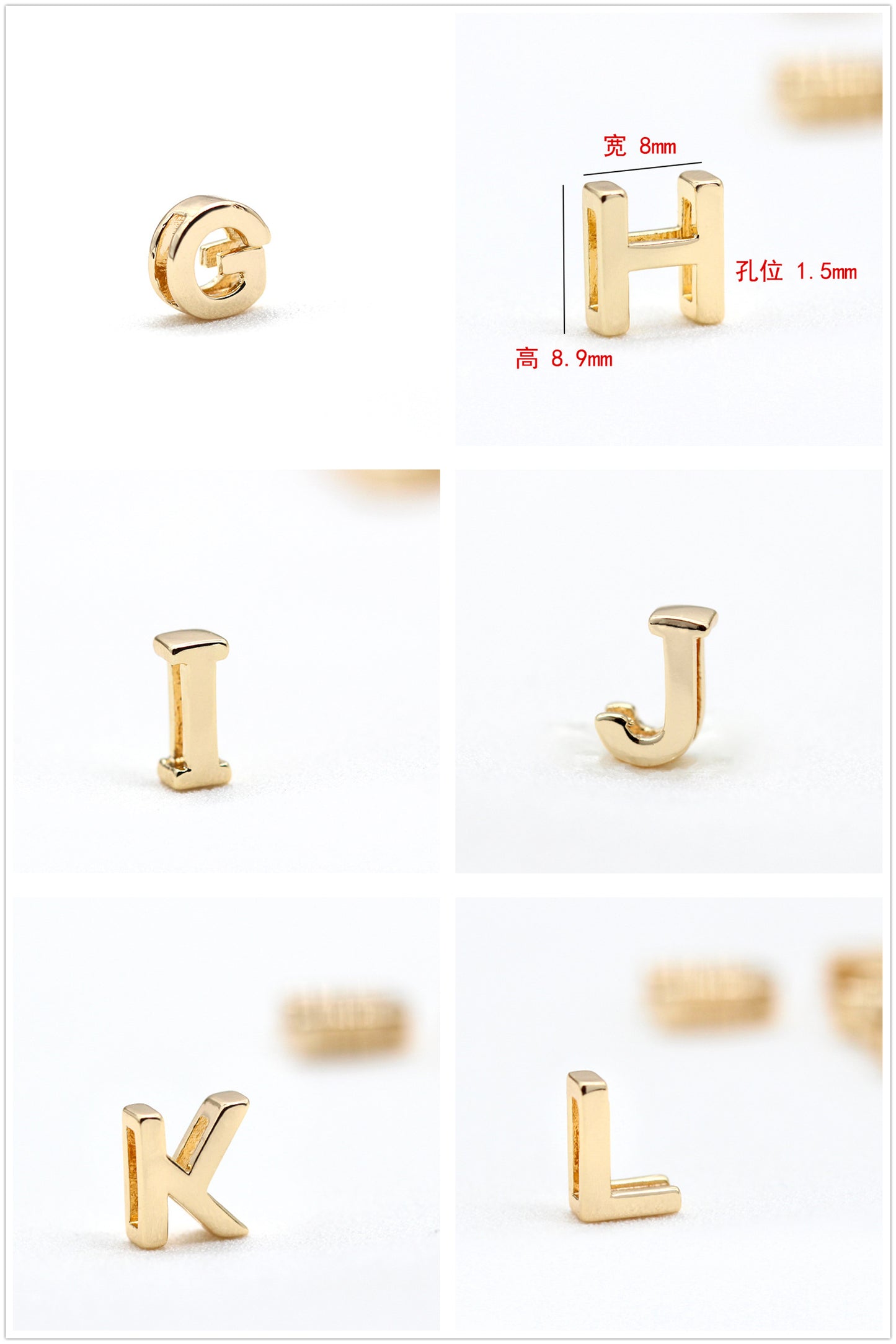 10 trous larges Alphabet plat perle ceinture charme 14K GF perles entretoise