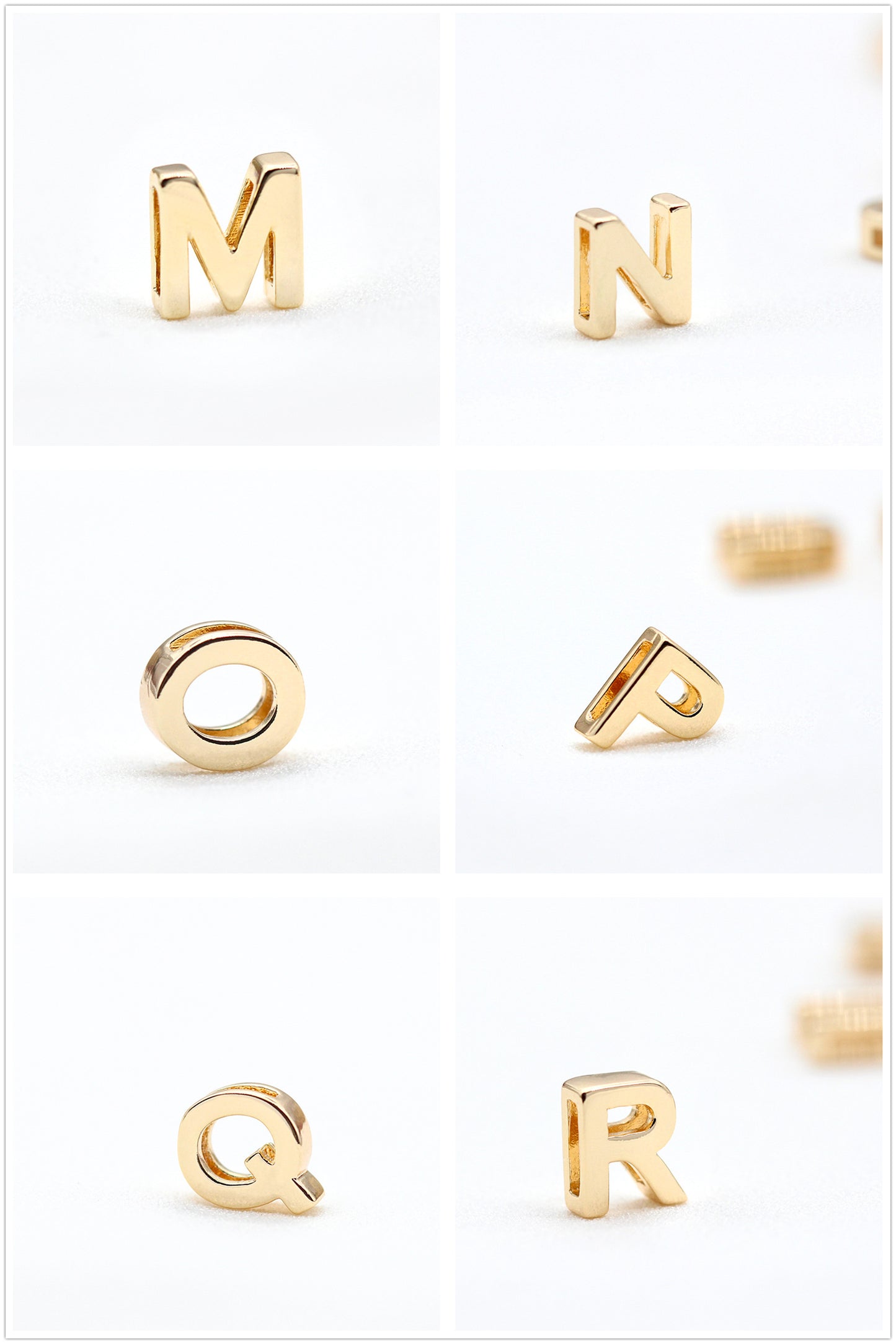 10 trous larges Alphabet plat perle ceinture charme 14K GF perles entretoise