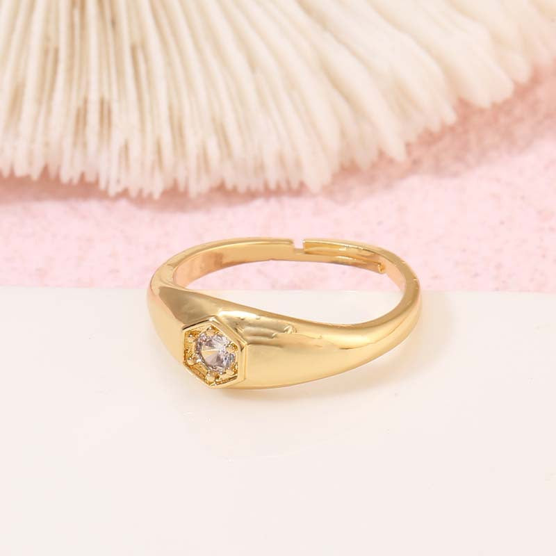 2 Kompass-Statement-Ringe mit offenem Kreis, 14 Karat GF, mit Strasssteinen verziert