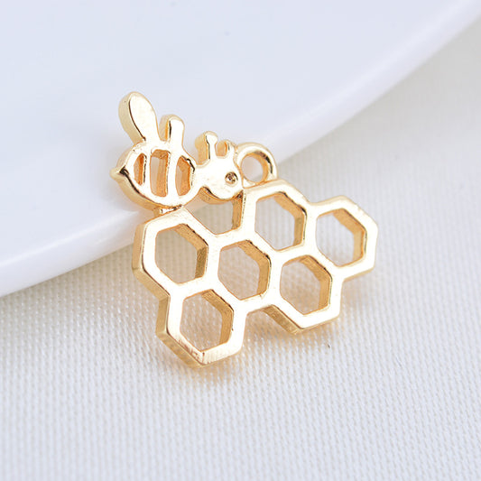 20 pendentif à breloque abeille en nid d'abeille 14K GF