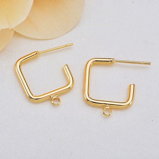 20 boucles d'oreilles carrées en demi-cercle avec boucle d'oreille 14K GF