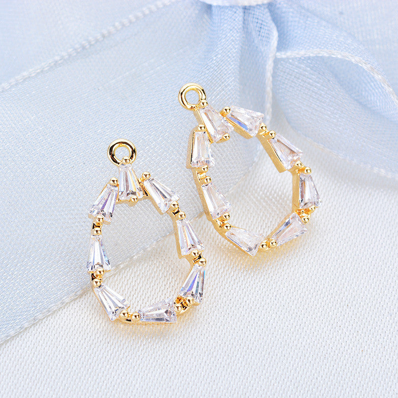 20 pendentif à breloque cercle goutte d'eau strass embelli 14K GF