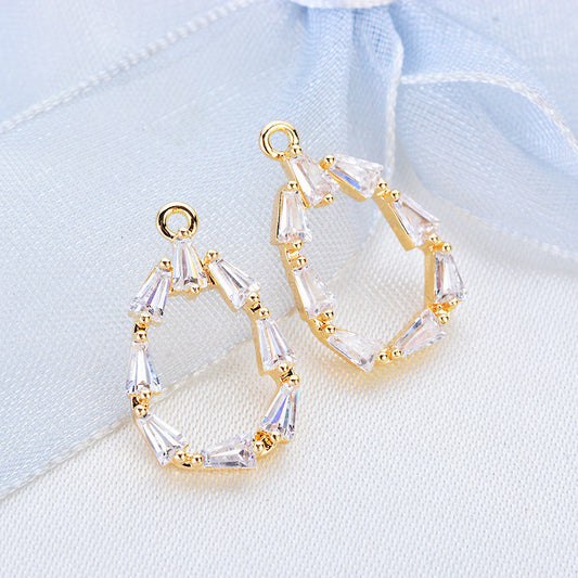 20 pendentif à breloque cercle goutte d'eau strass embelli 14K GF