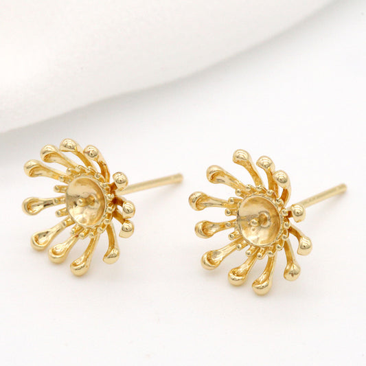 20 Blumen-Ohrstecker, 14 K GF, halbgebohrte Perlen, Rohling