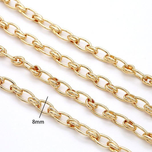 2 Meter dicke ovale O-Glieder-Kabelkette aus 14-karätigem GF