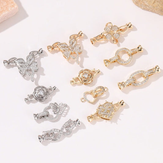 2 Schmetterlings-Blumenverschlüsse, 14K GF-Strassverzierung, Verbinder