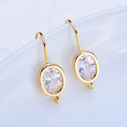 20 boucles d'oreilles à crochet en pierre ovale ornées de strass 14K GF