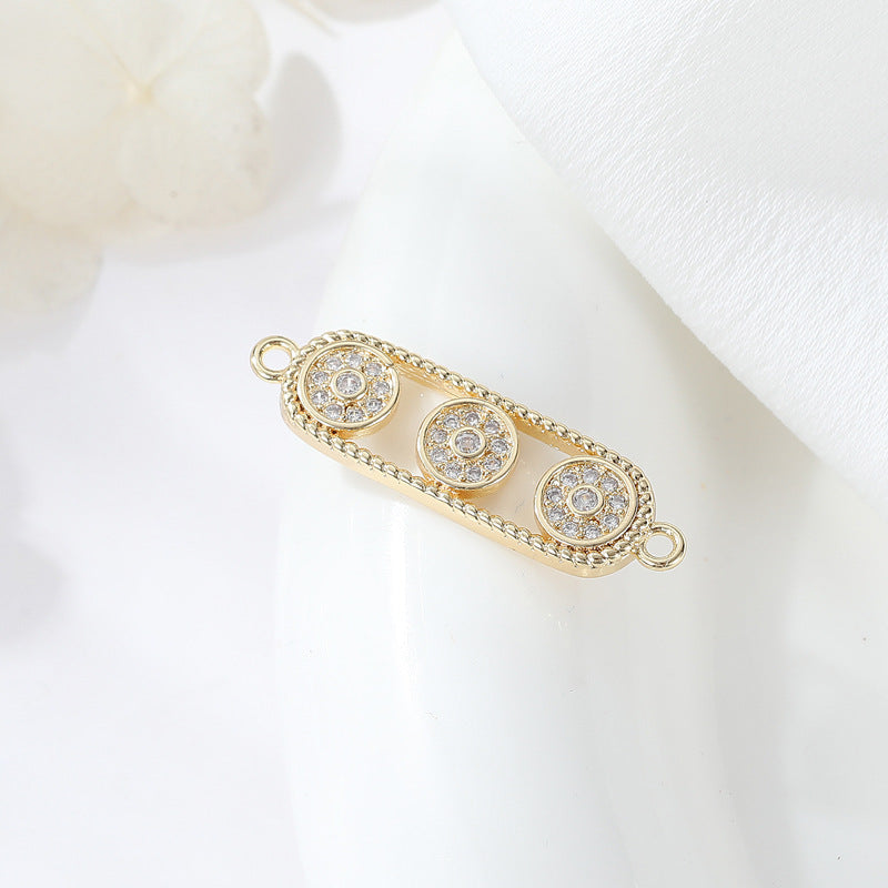 2 Double boucle rectangle étoile de mer oeil carré coeur charme connecteur strass embelli 14K GF