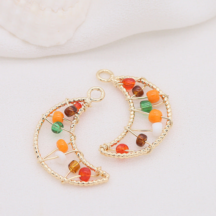 2 fils enveloppés Lune Triangle Coeur Olive Cercle Charme Pendentif Résine Embelli 14K GF