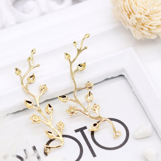 Pendentif à breloque 2 branches florales 14K GF