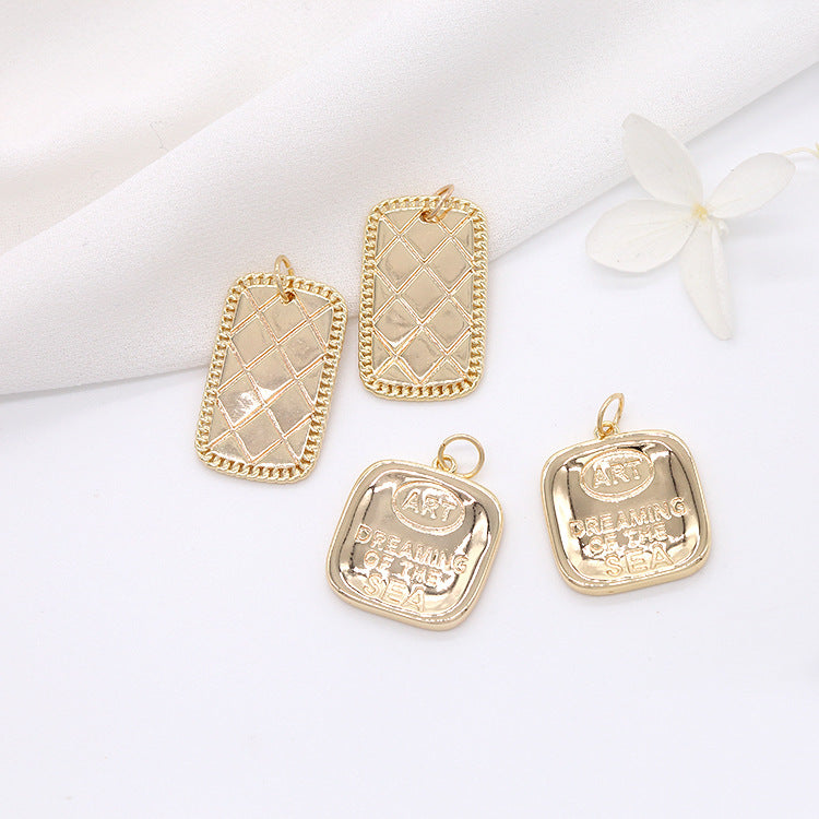 2 pendentifs à breloques carrés rectangulaires 14K GF