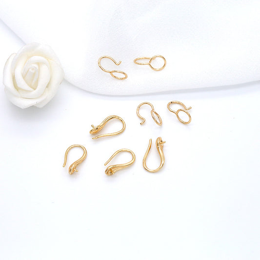 4 boucles d'oreilles à crochet circulaire uni 14K GF boucle d'oreille demi-percée perle vierge