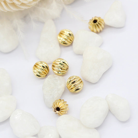 100 breloques rondes en perles de citrouille 14K GF entretoise de perles