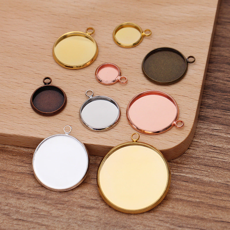 50 pendentif à breloque de tasse de lunette à bord uni 18KGP 8mm 10mm 12mm 14mm 16mm 18mm 20mm 25mm cabochon rond Base vierge réglage de pierres précieuses