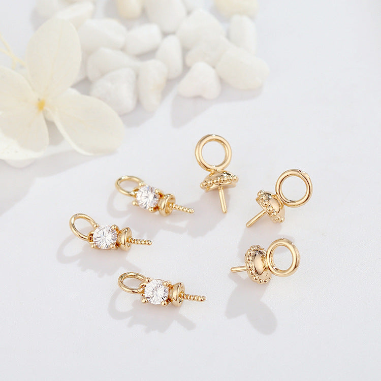 2 broches Bail strass embelli 14K GF pendentif anneaux supérieurs connecteur moitié percé perle perle vierge