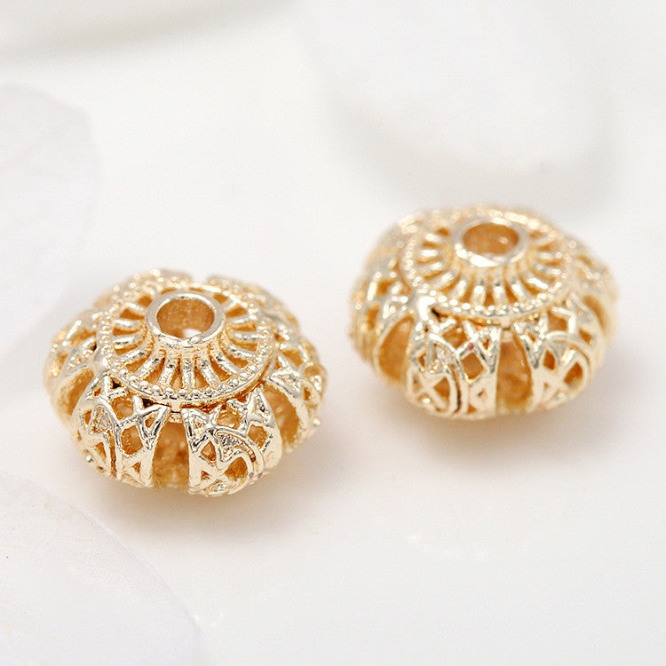10 minuscules perles rondes creuses, pièce d'espacement de perles en cuivre 14K GF