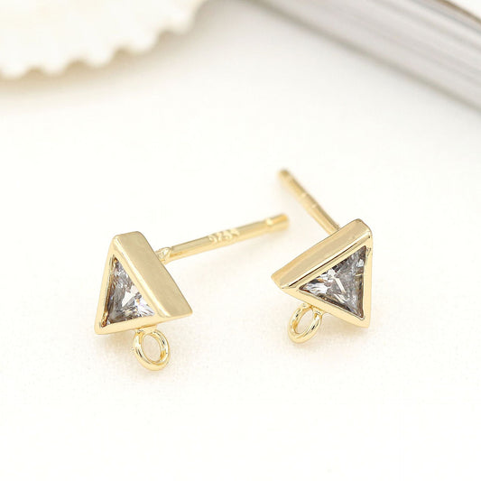4 boucles d'oreilles triangle avec boucle 14K GF strass embellies