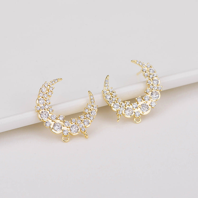 4 clous de nouvelle lune à double boucle ornés de strass 14K GF