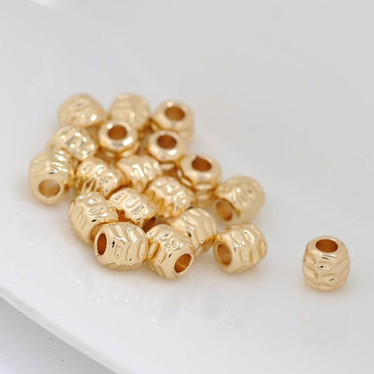 20 geschnitzte Trommelperlen 14K GF Charm Beadwork Spacer